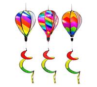 3X Spinners à Vent en Montgolfière, Spinner à Vent pour Ballons à Air Chaud, Ballon à Air Chaud Moulin à Vent Décoration Suspendue, Moulin à Vent Coloré Manche à Vent Extérieure Décoration De Jardin