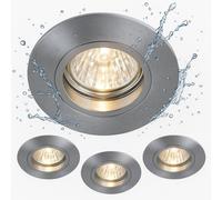 3X Spots Encastrés Luminaire De Salle De Bain IP44 DM 8Cm Spots Plat Argent