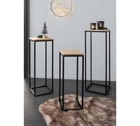3x table d'appoint "Modern" en bois & métal, tables de composition, porte-fleurs, tabouret pour fleurs, colonne de décoration