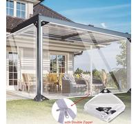 3x3m Bâche transparente avec oeillets 0.35mm PVC étanche à la pluie Bâche de couverture Tarps avec 1 fermeture éclair, pour l'extérieur, meubles de jardin, pavillon, balcon extérieur,Adaptable