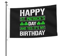 3X5Ft Banner Breeze Flag Bonne Fête De La Saint-Patrick ! Et Oui, C'Est Le Drapeau De Mon Anniversaire ! Élégant Drapeau De Famille Lavable Pour Fête Cadeau