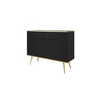 3xE Living Buffet Noir Glamour avec Pieds dorés, 107 x 85 x 39