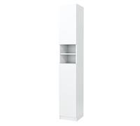 3xE Living Colonne de Salle de Bain, 2 Portes, 6 étagères, Blanc, 30 x 31,5 x 180,5 cm