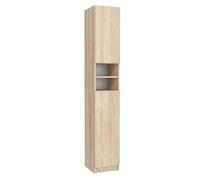 3xE Living Colonne de Salle de Bain, 2 Portes, 6 étagères, chêne Sonoma, 30 x 31,5 x 180,5 cm