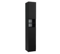 3xE Living Colonne de Salle de Bain, 2 Portes, 6 étagères, Noir, 30 x 31,5 x 180,5 cm