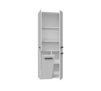 3xE Living Colonne de Salle de Bain, 5 étagères, Panier à Linge, Blanc, 60 x 30 x 174 cm