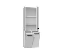 3xE Living Colonne de Salle de Bain, 5 étagères, Panier à Linge, Blanc, 60 x 30 x 174 cm