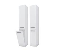 3xE Living Colonne de Salle de Bain Bagnoli Slim, Panier à Linge, Blanc Mat, 31 x 30 x 174 cm