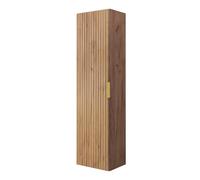 3xE Living Colonne de Salle de Bain, Chêne Craft, 35 x 136 x 27 cm, poignée dorée