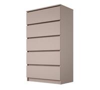 3xE Living Commode 5 tiroirs - Couleur Caramel, 70 x 124 x 39 cm - Meuble Design pour intérieur Contemporain