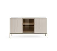 3xE Living Commode Large Moderne avec Portes et façade cannelée 154×83×39 cm, Cachemire/Or