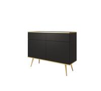 3xE Living Commode Noire avec Pieds dorés et Finition Moderne - Dimensions : 107 x 85 x 39 cm