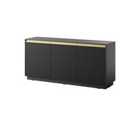 3xE Living Commode Royale : Trois Portes, si x étagères, Couleur : Noir Graphite, D : 153,4 x 71,6 x 39 cm