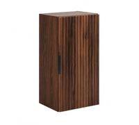 3xE Living Demi-Colonne de Salle de Bain Suspendue, Chêne Noyer, Poignées Noires, 35 x 27 x 68 cm