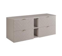 3xE Living Ensemble de Meubles de Salle de Bain 140 cm, avec Plan, Cachemire, poignées dorées, 140 x 46 x 57 cm