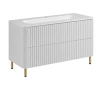 3xE Living Meuble de Salle de Bain 100, Blanc, avec Vasque, Pieds dorés, 100,7 x 44,4 x 64,9 cm