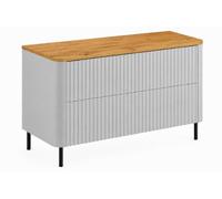 3xE Living Meuble de Salle de Bain 100, Blanc, Plan chêne Craft, Pieds Noirs, 100,8 x 44,2 x 65 cm
