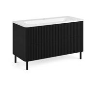 3xE Living Meuble de Salle de Bain 100, Noir, avec Vasque, Pieds Noirs, 100,7 x 44,4 x 64,9 cm