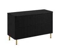 3xE Living Meuble de Salle de Bain 100, Noir, Plan Noir, Pieds dorés, 100,8 x 44,2 x 65 cm
