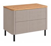 3xE Living Meuble de Salle de Bain 80, Cachemire, Plan chêne Craft, Pieds Noirs, 80,8 x 44,2 x 65 cm