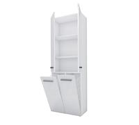 3xE Living Meuble de Salle de Bain avec 2 paniers à Linge, Blanc Mat/Blanc Brillant, P : 30 cm, H : 174 cm, L : 60 cm