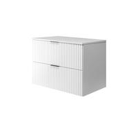 3xE Living Meuble de Salle de Bain, Blanc avec poignée Noire/avec Plaque supérieure, 80 x 57 x 46 cm