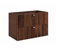 3xE Living Meuble de Salle de Bain Suspendu avec Niche pour Vasque 80 chêne Noyer, poignées en Trois Couleurs, 80 x 44,4 x 57 cm