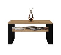 3xE Living Table Basse Salon Moderne, Couleur : Chêne Artisan/Noir, D : H : 50 CM, L : 90 CM, P : 58 CM, Table Salon