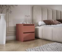 3xE Living Table de Chevet avec Deux tiroirs, 45 × 36 × 36 cm - Rouge Brique
