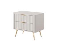 Table de chevet avec deux tiroirs, Couleur : cachemire pieds dorés,