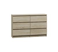 3E 3xE living.com Commode avec 6 tiroirs 120 cm, chêne Sonoma, D : 120 x 38 x 78 cm.