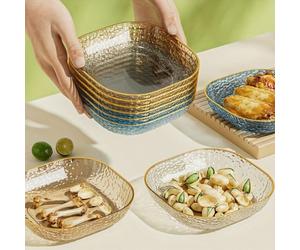 4/1 pièce Plateau en plastique à texture diamant avec bordure dorée - Lavable, réutilisable, fournitures de cuisine Blanc transparent - 4 pièces,Cœur rose - 1 pièce,Blanc transparent - 1 pièceUnicolor