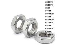 4/10 pièces filetage fin M6 M8 M10 M12 M14 M16 pas 0.75/1/1.25/1.5 304 A2-70 écrou hexagonal en acier inoxydable écrou mince DIN439