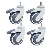 4'' 100mm Filetage M12 Roulettes médicales Caoutchouc Roues pivotantes TPR silencieux pivotantes avec frein À toute épreuve 400kg pour l'hôpital Instrument de beauté Chariot Lit d'allaitement 4 pcs