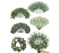 4/16/30/50/100 pièces Tiges de feuilles d'eucalyptus artificielles, feuillage vert artificiel pour vase de mariage, bouquet, couronne, décoration, maison, chambre à coucher, jardin 50 pièces,100 pièce