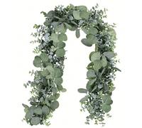 4/2/1 pièce, 70 po/178 cm Couronne de feuilles d'eucalyptus artificielles, Vigne de verdure de buis, Guirlande de feuilles de fougère artificielles, convient pour la décoration d'arrière-plan de la Sa