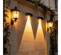 4/2/1 pièce Lumières solaires d'extérieur, Lumières murales solaires d'extérieur IP65, Lumières de jardin solaires décoratives, Blanc chaud, Lumières murales d'extérieur LED, Éclairage de clôture sola