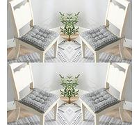 4/2 Coussins De Chaise 40 X 40 cm Coussins Siège Avec Des Liens Doux Lin Coton Coussins, Pour Manger Chaises Cuisine Salon Patio Jardin Intérieur Extérieur,15,4Pcs