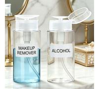 4/2 pièces Distributeur à pompe à pression, Distributeur de démaquillant liquide, Bouteilles vides à couvercle transparent, Contenants de voyage rechargeables pour alcool, vernis à ongles, démaquillan