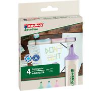 Edding 24 Ecoline Surligneur pointe biseautée 2-5 mm - pochette de 4 assortis pastel
