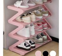 4/5 étagères à chaussures en forme de Z, boîte de rangement en plastique durable et indépendante, design en forme d'arc, facile à assembler, convient pour le salon ou le dortoir, empilable et gain de 