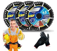 4.5" Multi-Material Diamond Blade - Zero Compromise, Max Durability, Diamond Saw Blades, Heavy Duty Angle Grinder Disc for Cutting Marble/Quartz/Stone/Tile/Metal/Plastic (3pcs)