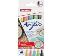 [4-5100-5-099] edding Marqueur acrylique moyen 5100 set de 5 Assortis pastel ...
