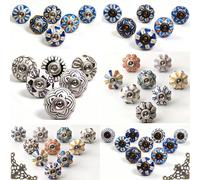 4/6/10 Boutons de tiroir vintage en céramique bleue et blanche, poignées de meuble en forme de citrouille, poignées de coiffeuse vintage, quincaillerie de meuble, poignées de tiroir vintage avec vis e