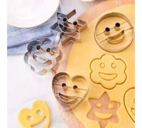 4/6/10 pièces Set de moules à gâteau 3D mignons, emporte-pièces en acier inoxydable en forme de visage souriant, ustensiles de cuisson antiadhésifs Taille Unique,6 pièces,10 piècesAcier inoxydable