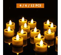 4/6/12 pièces Bougies à thé à énergie solaire, lumières de bougies étanches pour l'extérieur, décoration d'ambiance romantique, sans fumée et sans flamme, convient pour Noël, Halloween, maison, mariag