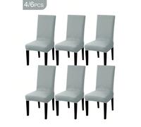 4/6 pièces Housses de chaise en soie de lait gris clair, haute élasticité, anti-poussière et résistantes aux taches, conviennent pour toutes les saisons, salon, hôtel, restaurant, cuisine, décoration 