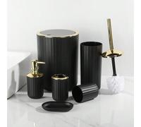 4/6 pièces Set de salle de bain, Accessoires de vanité de salle de bain d'hôtel, Poubelle, Porte-brosse à dents, Bouteilles distributrice, Porte-savon, Brosse de toilette, Support pour coton-tiges Déc