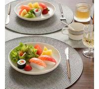 4/6 pièces Sets de table tressés à la main en PP gris clair, sets de table ronds tressés, dessous de plat isolants, tapis décoratifs, best-sellers, disponibles en plusieurs couleurs, sets de table rés