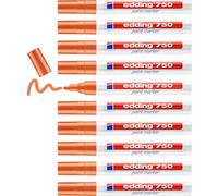 Edding 750 marqueur peinture - orange - 10 stylos - pointe ronde 2-4 mm - marqueur de peinture pour l'étiquetage du métal, verre, roche ou du plastique - résistant à la chaleur, permanent et étanche